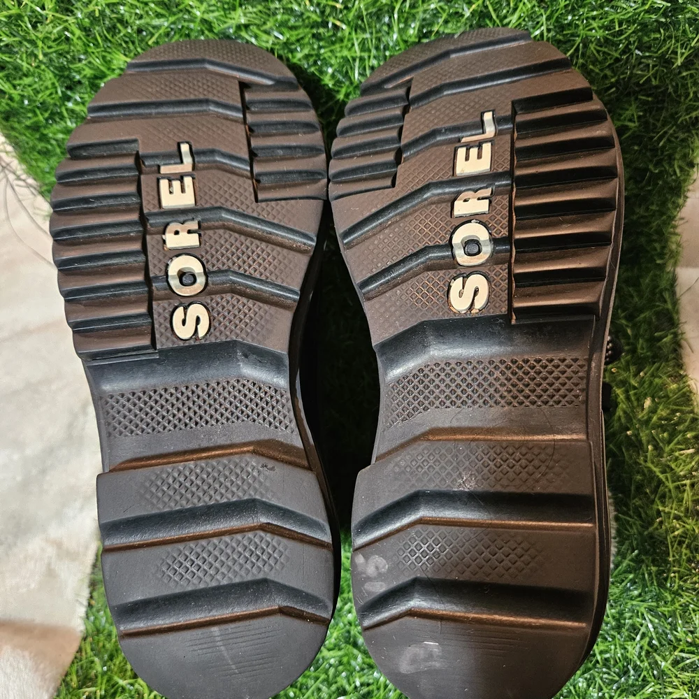 Sorel Black Suede Waterproof Winter & Rain Boots with Cream Faux Fur